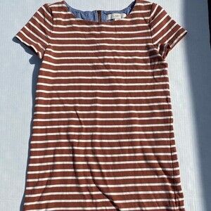 Loft 100% Cotton Size Extra Small Burnt Orange Striped Dress